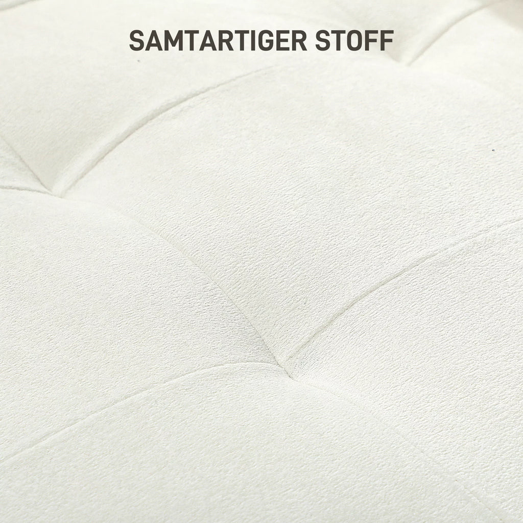 3 vietų sofa su storais pagalvėlėmis, kaučiuko medis, audinio apmušalas, minkšta sofa svetainėms, biurams, miegamiesiems, kreminė balta spalva