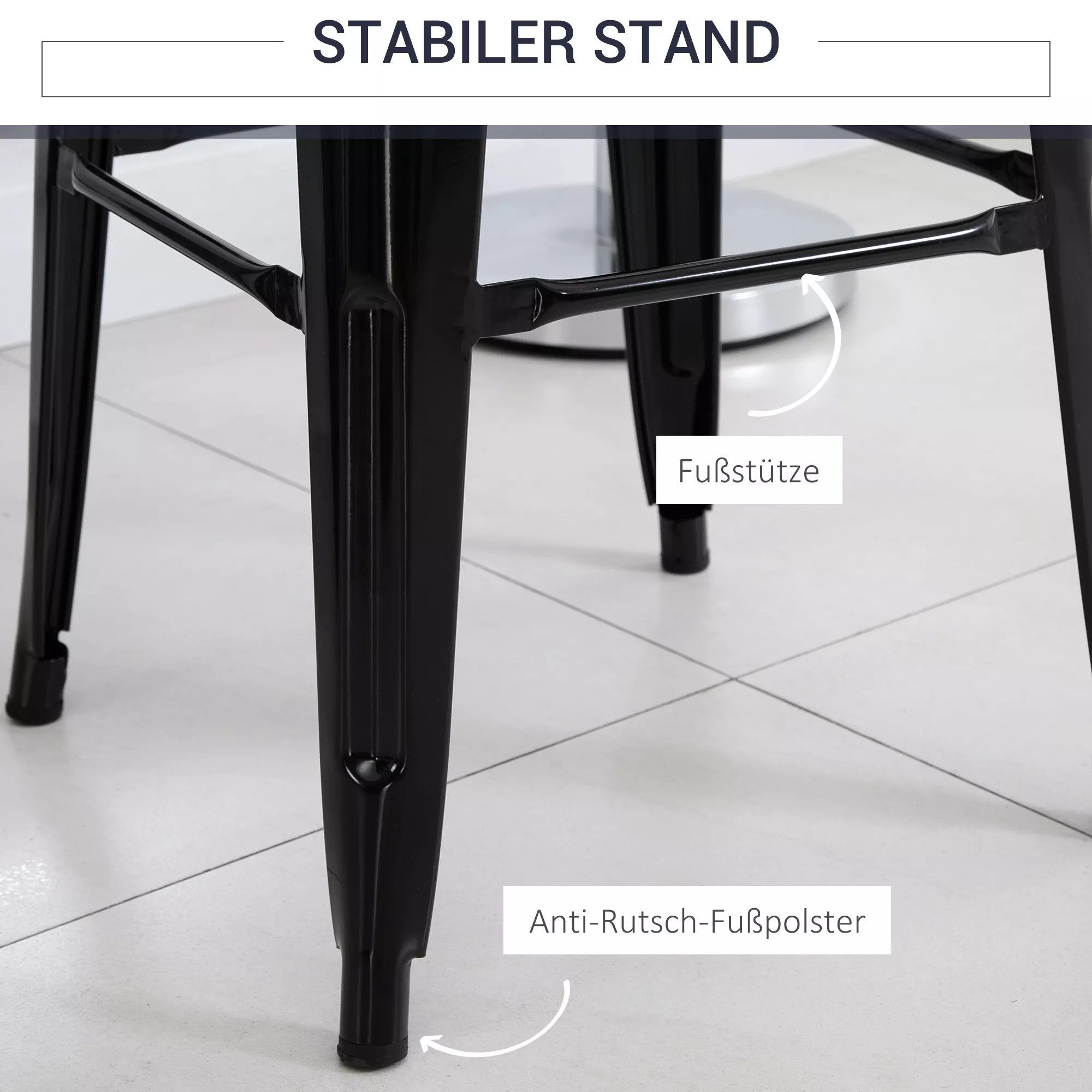 Schema su stabiliu stovu ir neslidžiomis kojomis