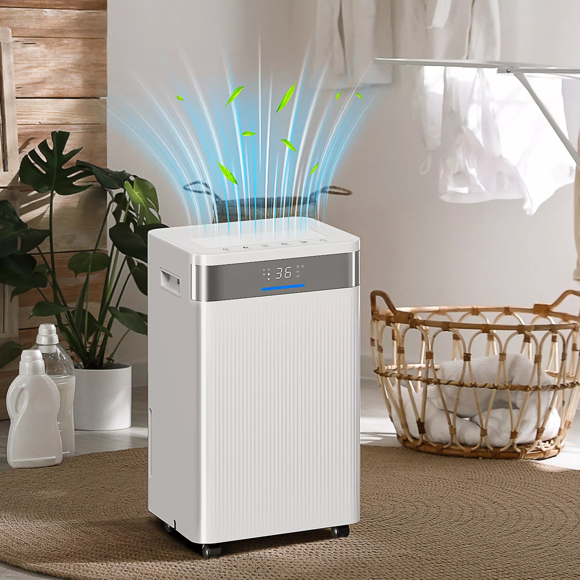 Oro sausintuvas, 4,5 litro talpos bakas, 24 valandų laikmatis, LED ekranas, plastikas, baltas