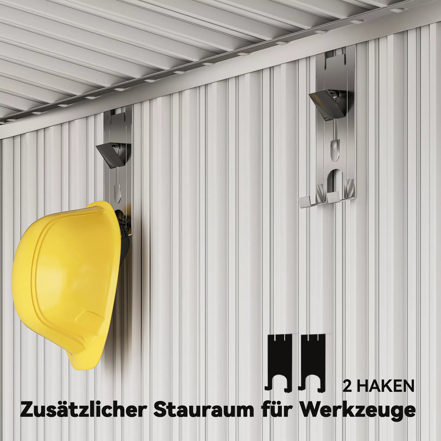 Sodo namelis, įrankių namelis su langais, ventiliacijos angomis, stumdomomis durimis, atsparus vandeniui plienas, atsparus oro sąlygoms, tamsiai pilkas