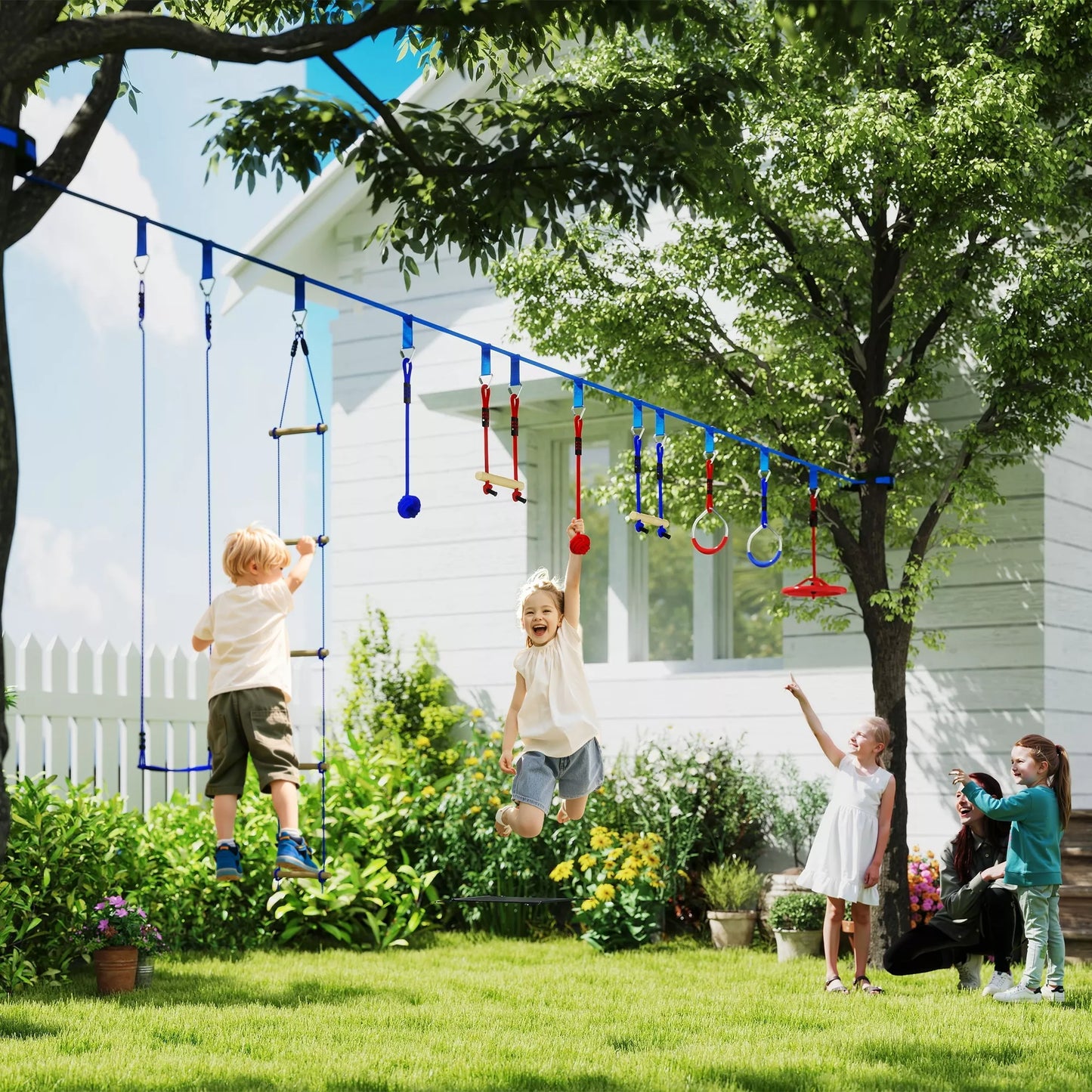 6 lynų nusileidimo rinkiniai vaikams, 50 kg apkrova, 3–6 metai, nešimo krepšys, mėlyni