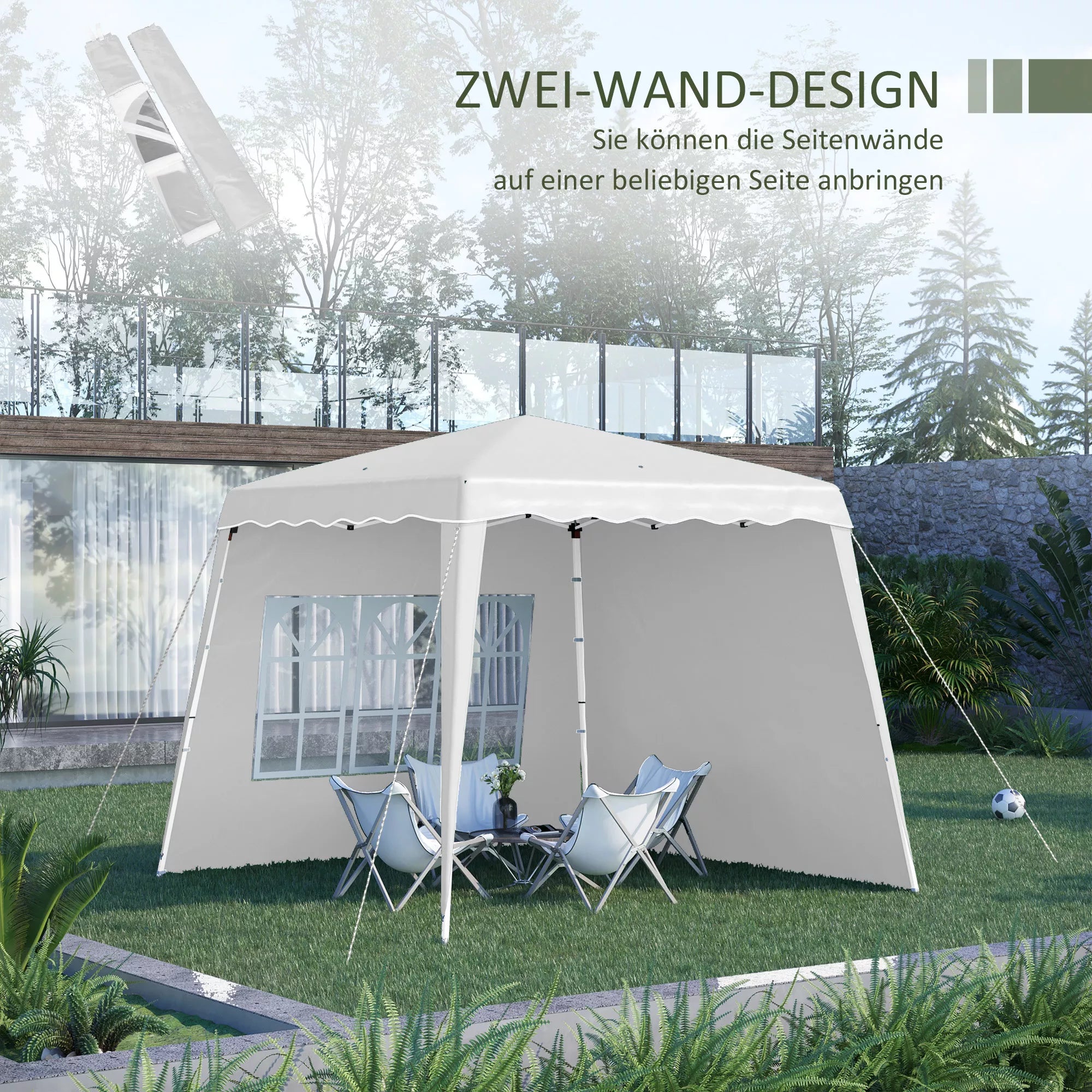 Pop Up Pavillion Sulankstomas paviljonas, su stogu, atsparus oro sąlygoms, 240 x 240 x 250 cm, baltas