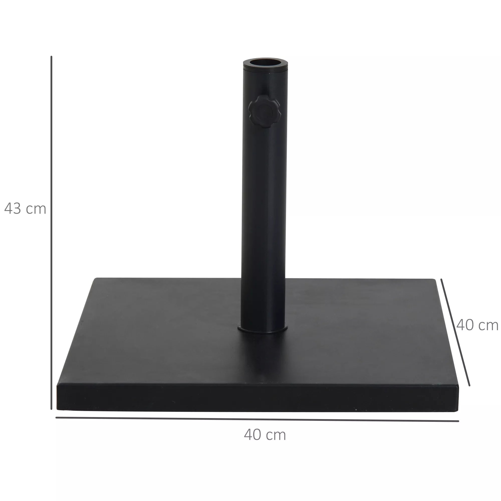 Skėčių stovas 13 kg Skėčių stovas, kvadratinis skėčių laikiklis, skėčių svoris, stovas skėčiams 35/38/48 mm vamzdžio skersmens, balkonui, terasai, sodui, juodos spalvos