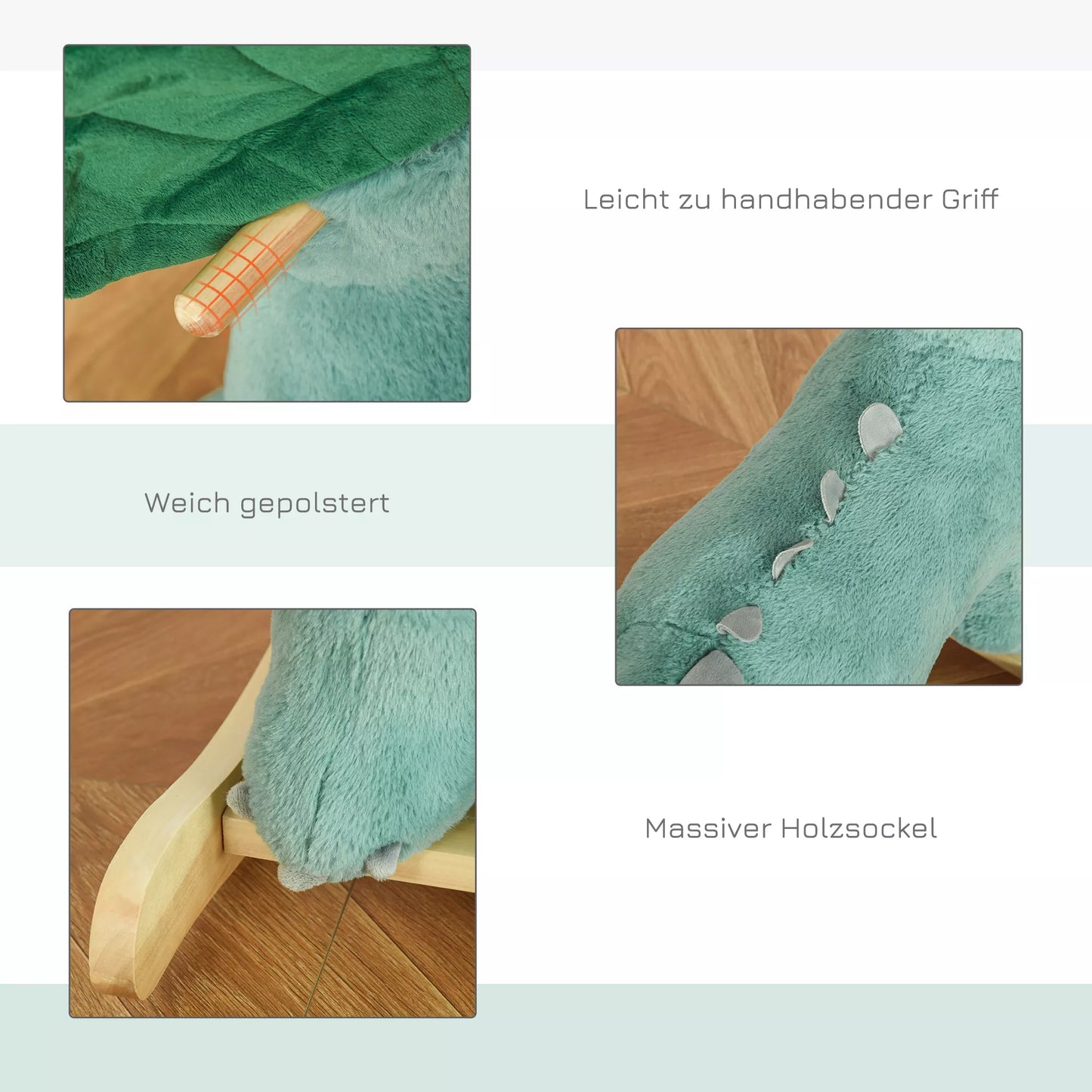 Vaikiška supama kėdutė / supamas žaislas Arkliukas Tamsiai žalias 64 x 30 x 54 cm