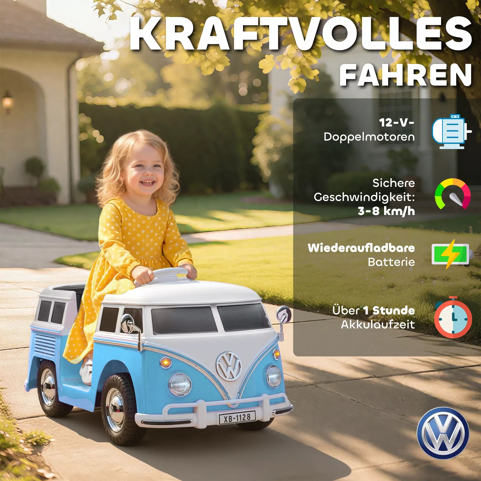 Vaikų elektrinis automobilis, 12 V vaikų transporto priemonė su MP3, dvigubu varikliu, elektrine transporto priemone su signaline, švelniu paleidimu, 89 x 49 x 41,5 cm, mėlyna