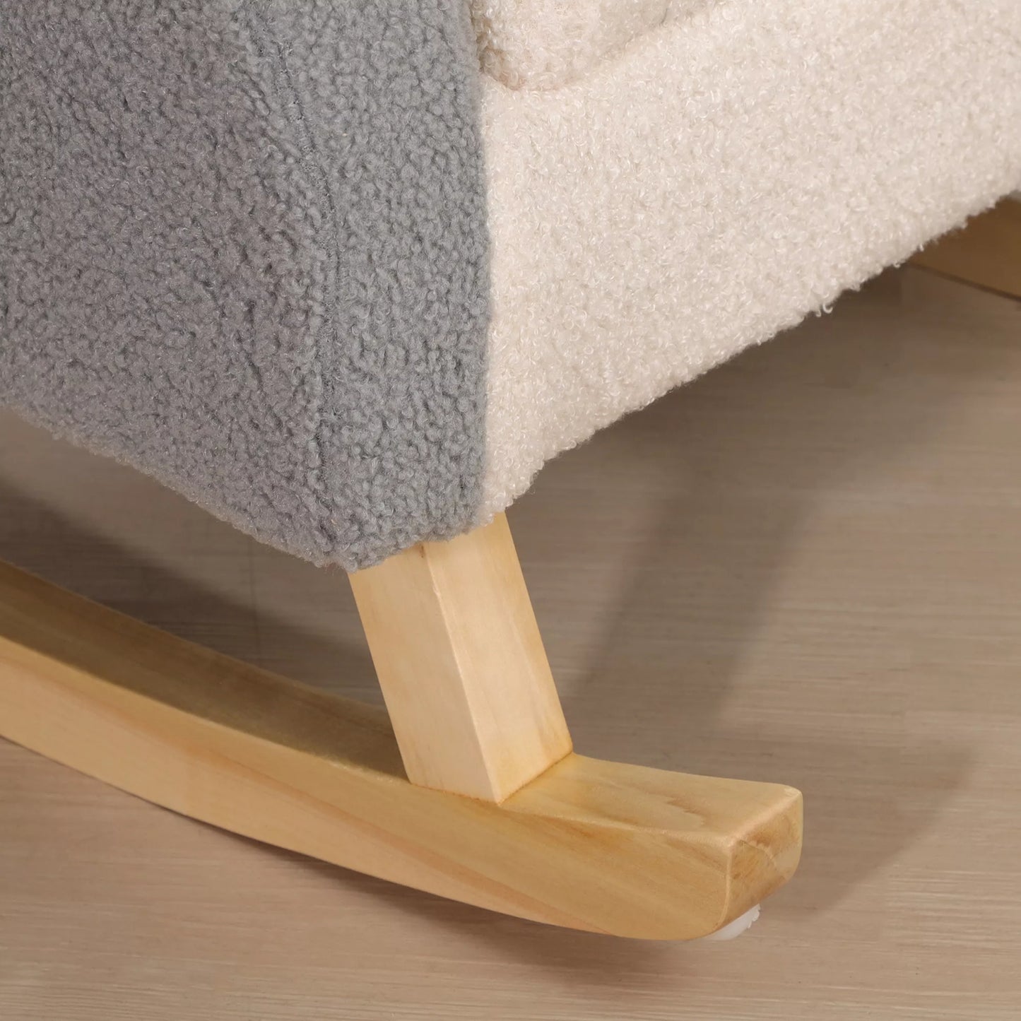 Supamas krėslas mažyliams, mielas dizainas, dirbtinio avikailio imitacija, Eukalipto mediena, 50 x 45 x 44 cm, pilka+rožinė+kreminė