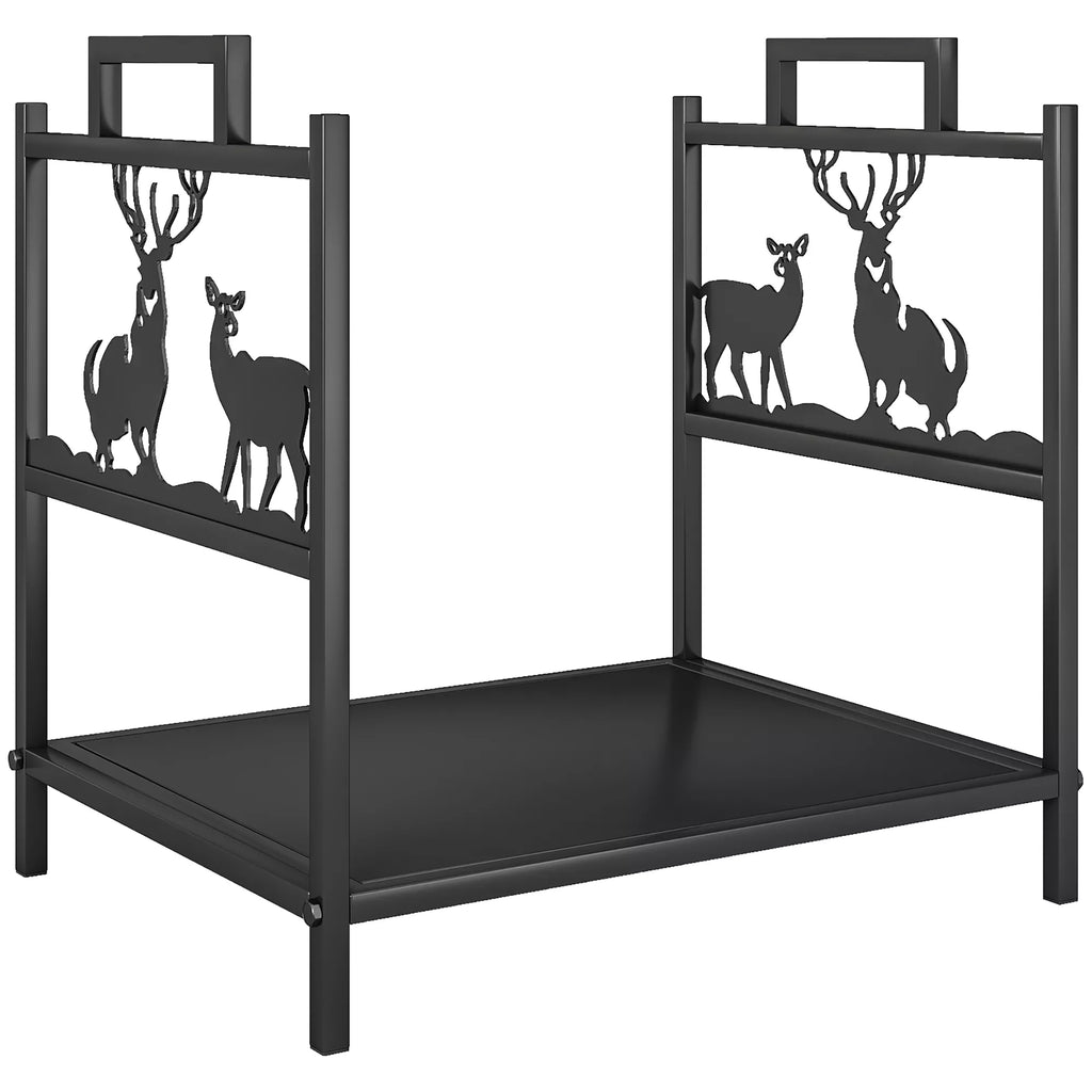 Laikiklis malkoms vidaus patalpoms 42,5 x 33,5 x 43 cm Stovas malkoms židiniui, krosnelei iš juodo metalo