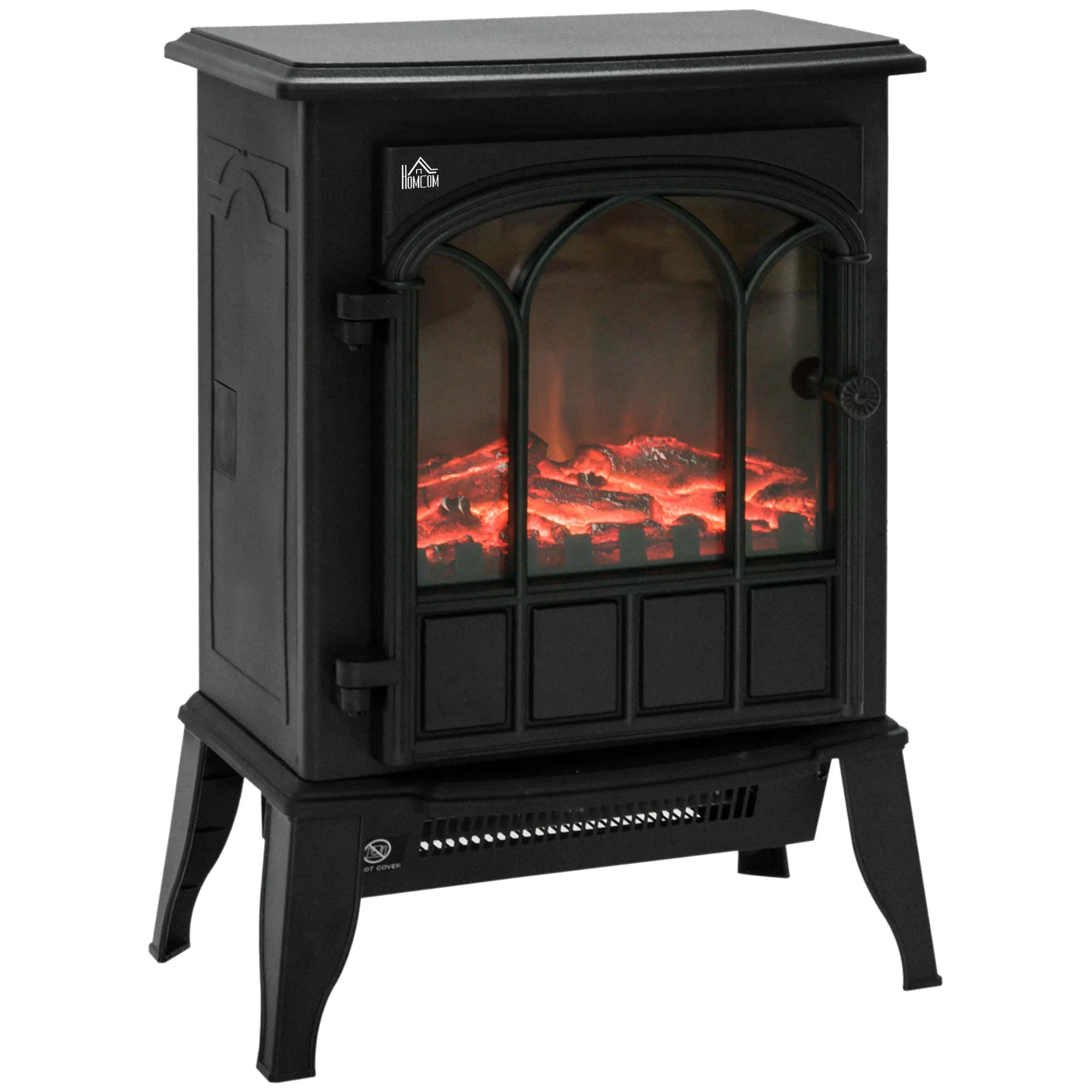 Elektrinis židinys, LED liepsnos, 1000/2000 W, reguliuojama temperatūra ir ryškumas, metalas, 39 x 23 x 56,5 cm