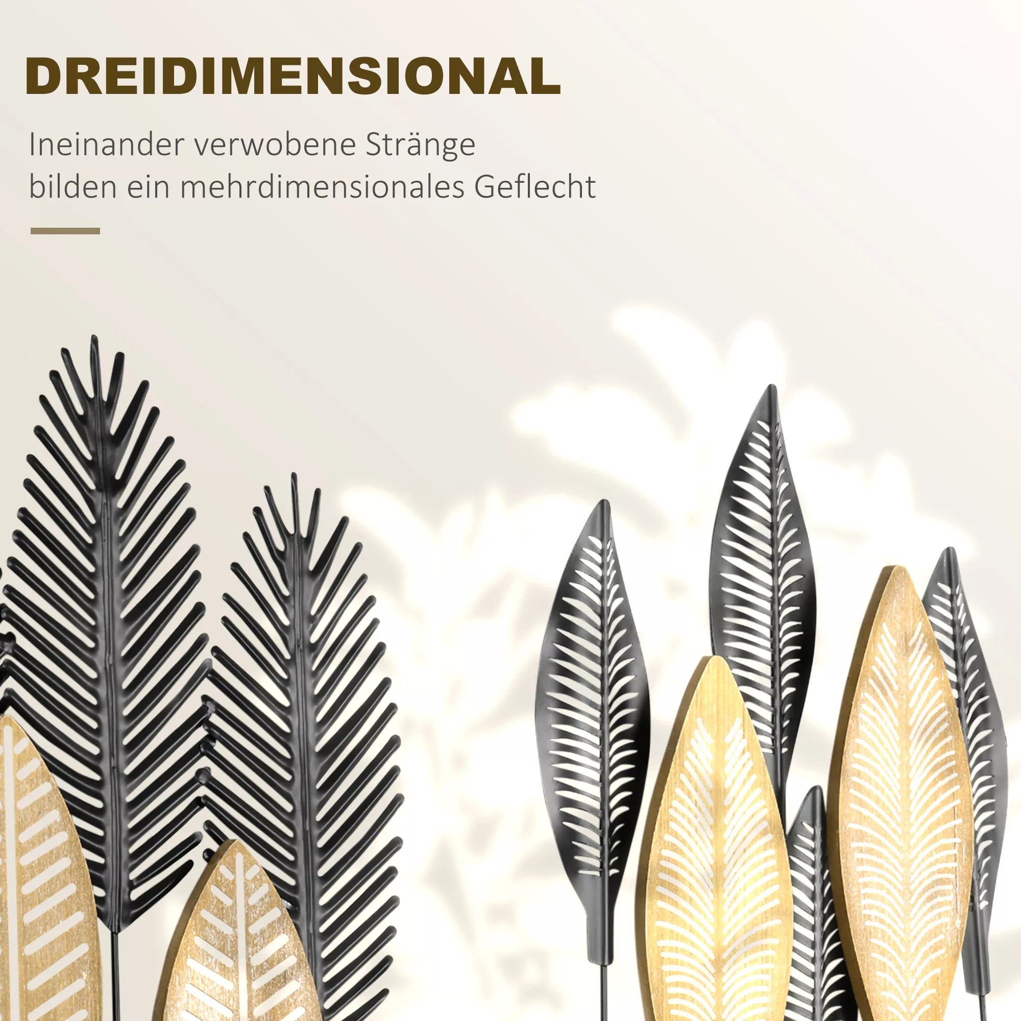 Sienų dekoracija 3D komplektas, 2 vnt., juoda ir natūrali