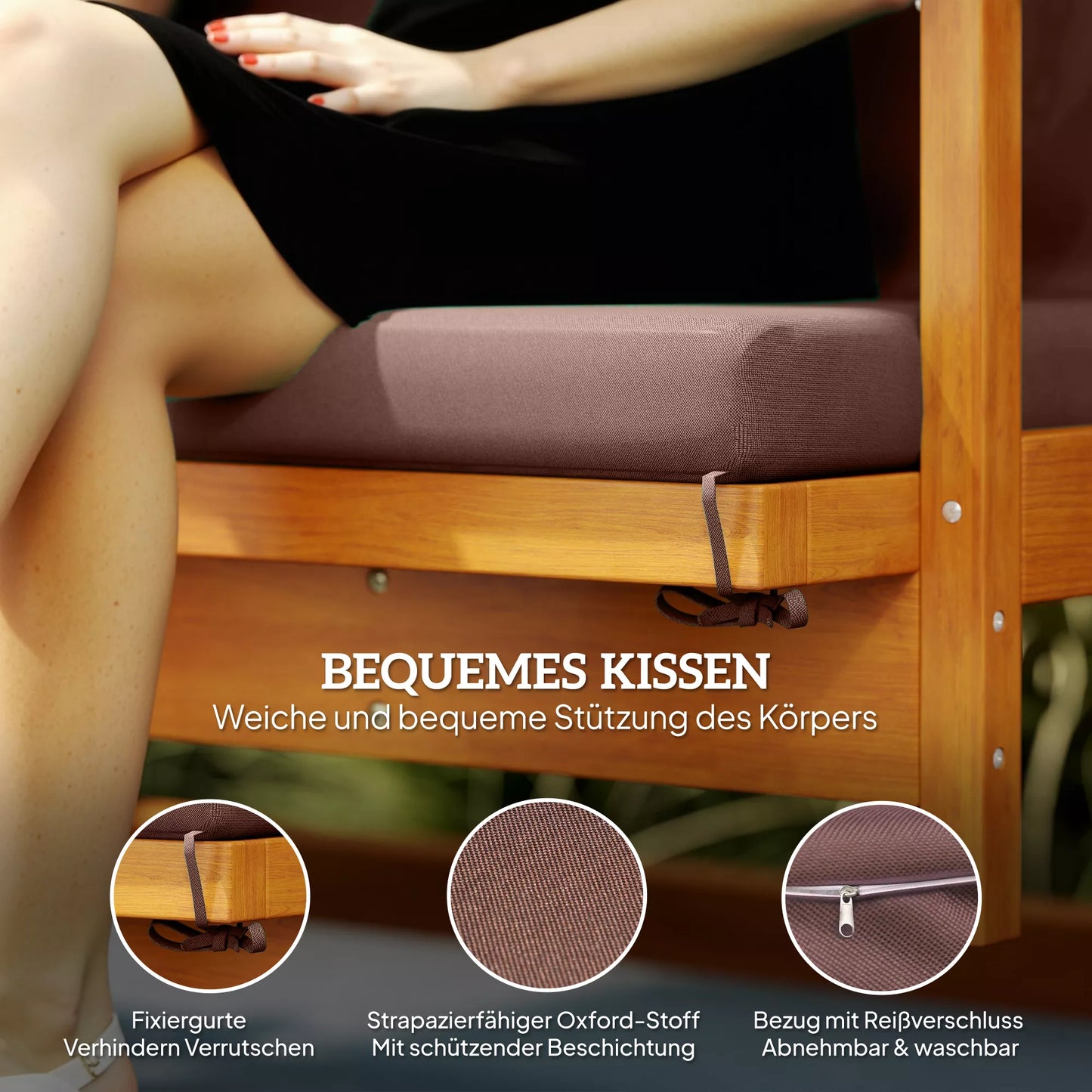 Lauko, sodo  sūpynės su saulės stogu, natūralaus medžio sodo sūpynės, sūpynės su atlošimo funkcija, 3 asmenims, rudos spalvos