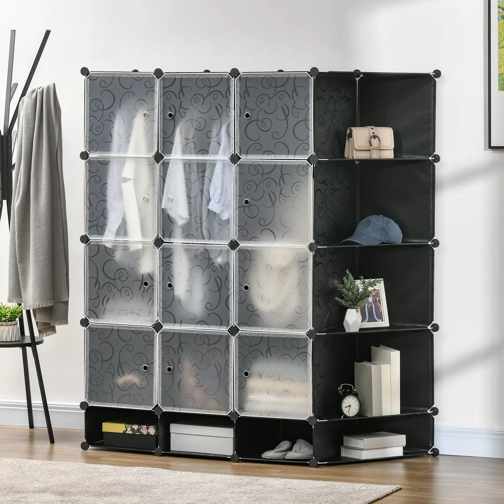 Modulinis drabužių spinta, 16 skyrių, plastikas, plienas