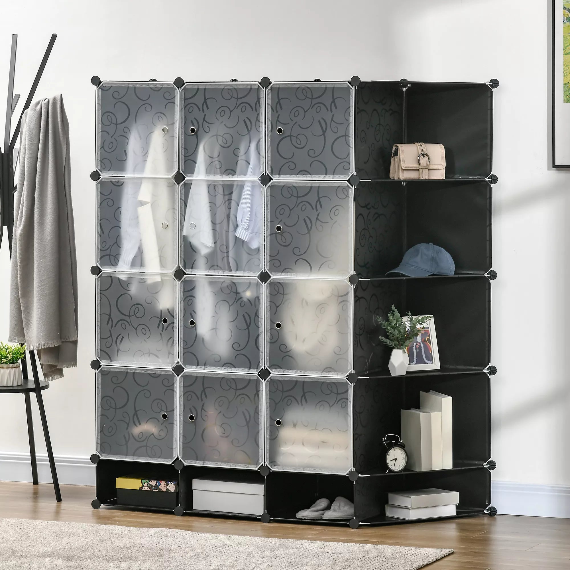 Modulinis drabužių spinta, 16 skyrių, plastikas, plienas
