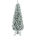 Dirbtinė Kalėdų eglė, lieknos formos, su dirbtiniu sniegu, trijų dalių, atspari ugniai, metalinis pagrindas, 180 cm, žalia