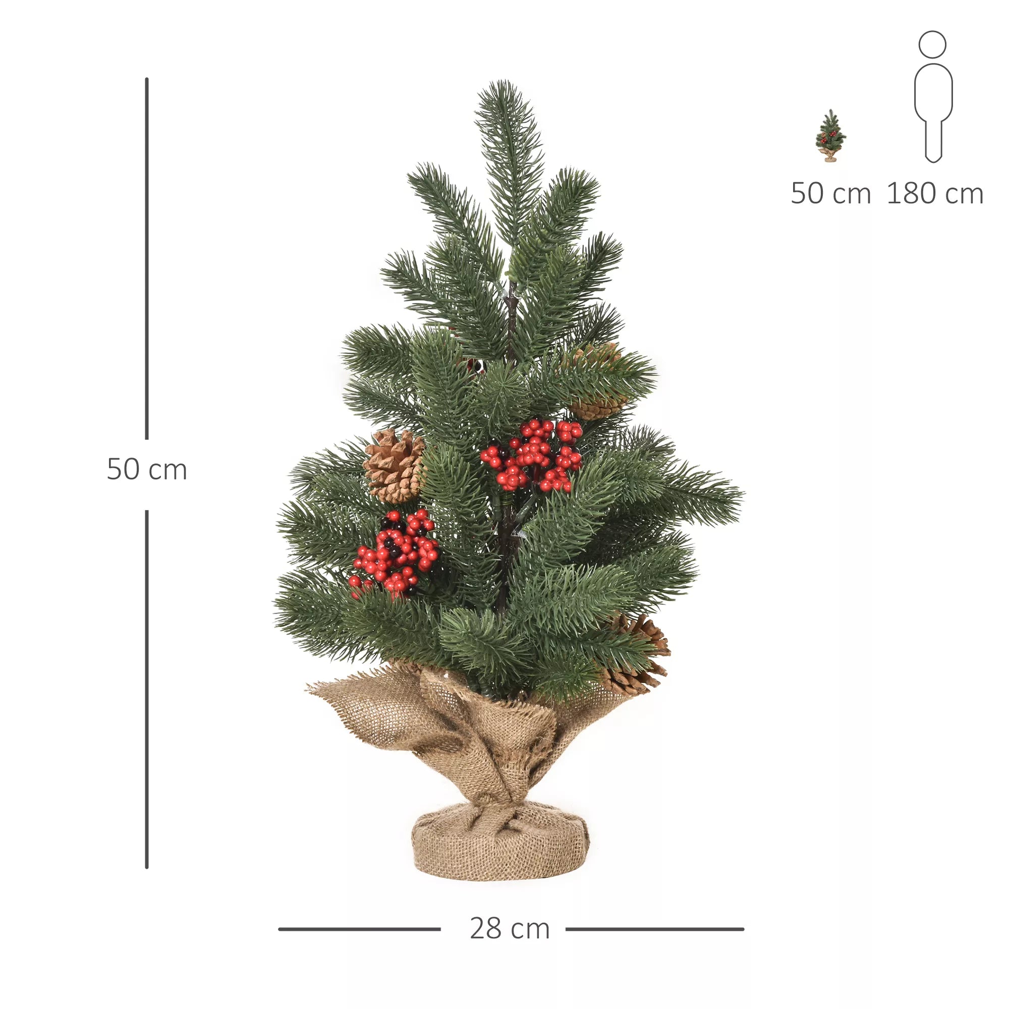 Dirbtinė kalėdinė eglutė su papuošimais, 50 cm, žalia