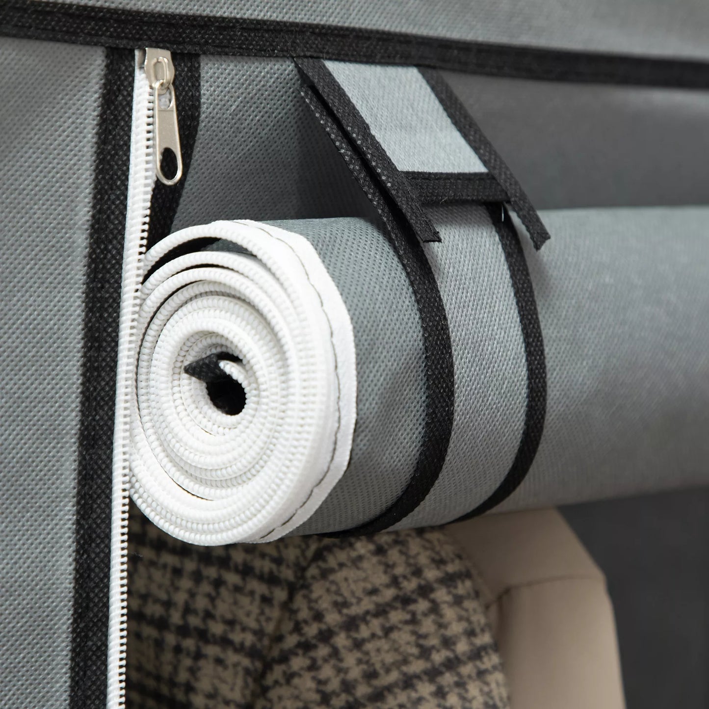 Audinio spinta, laikymo sprendimas, 8 lentynos, 2 drabužių pakabos, pilka