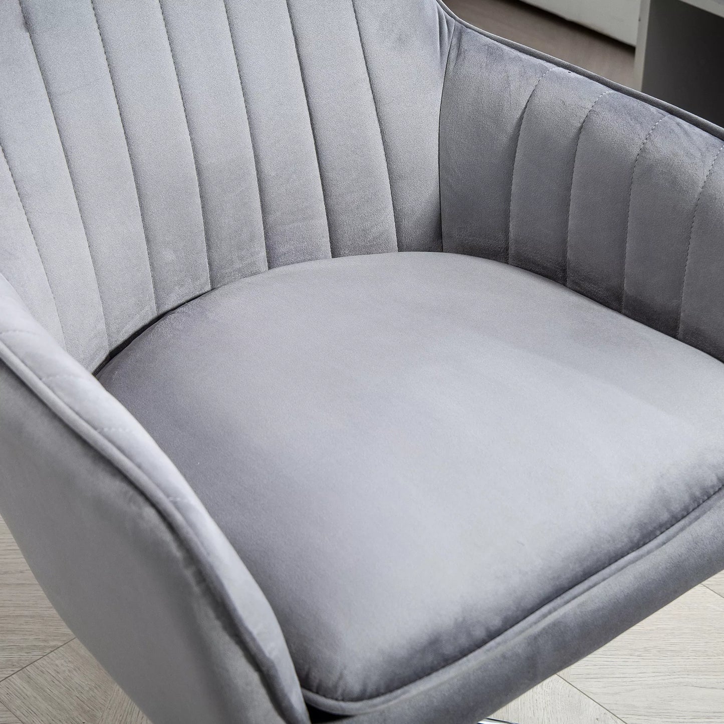 Biuro kėdė su reguliuojamu aukščiu, pasukama, su atlošu ir porankiais, pilka