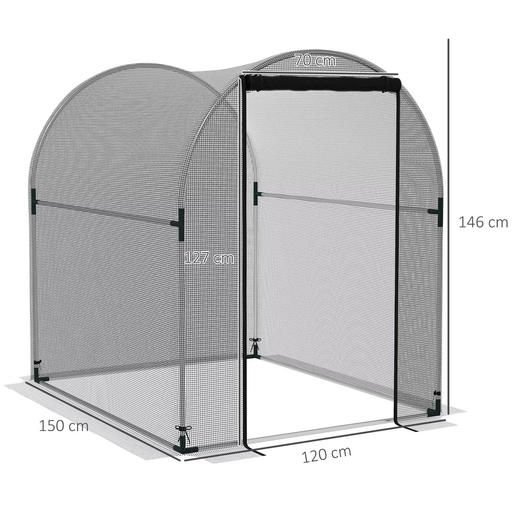 Apsauginis tinklas nuo paukščių su plieniniu rėmu, augalų apsaugos aptvaras su durelėmis, 1,2x1,5x1,5m, juodas/sidabrinis