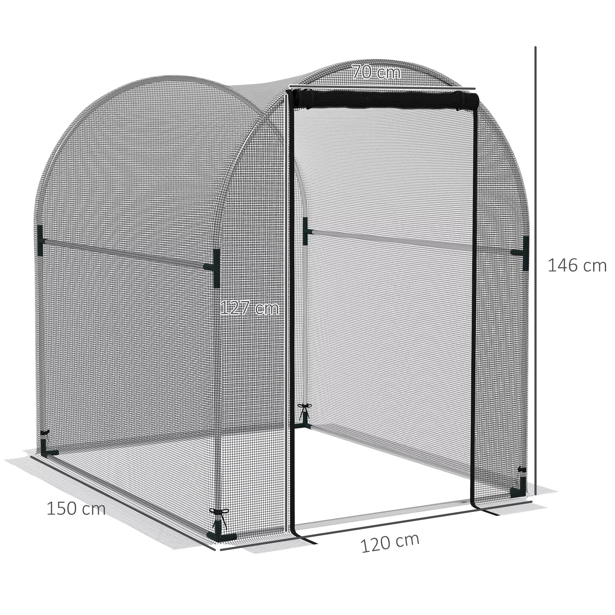 Apsauginis tinklas nuo paukščių su plieniniu rėmu, augalų apsaugos aptvaras su durelėmis, 1,2x1,5x1,5m, juodas/sidabrinis