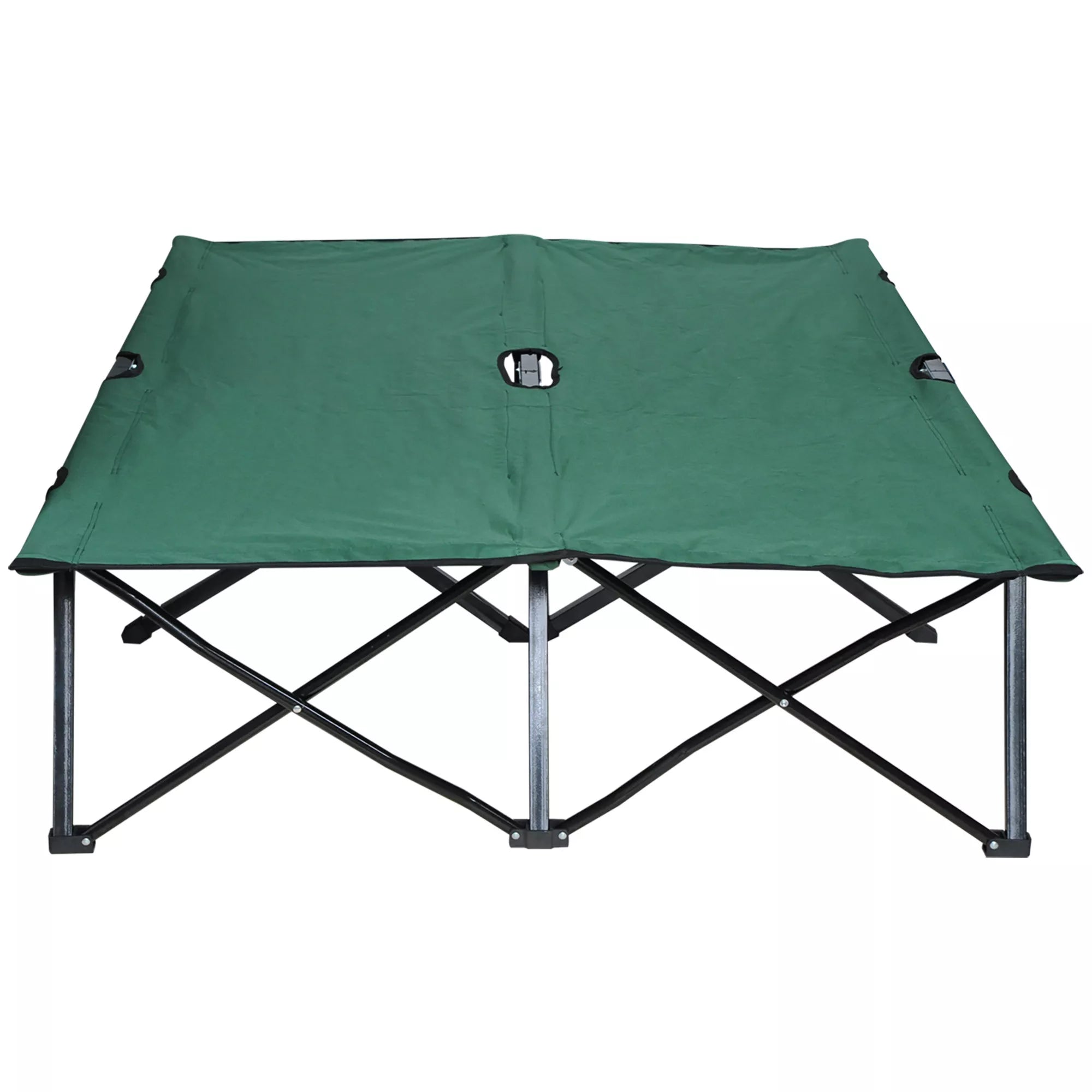 Sulankstoma kempingo lova 2 asmenims Sulankstoma lauko lova su nešimo krepšiu, atlaiko iki 136 kg svorį Plienas Oxford Žalia+Juoda 193 x 125 x 40 cm