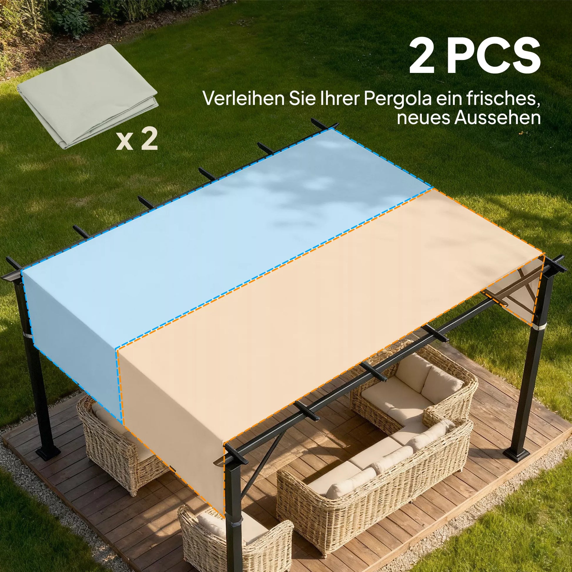 Pergolos stogas, keičiamas su UV apsauga, poliesteris, 3x3 m, šviesiai pilkas
