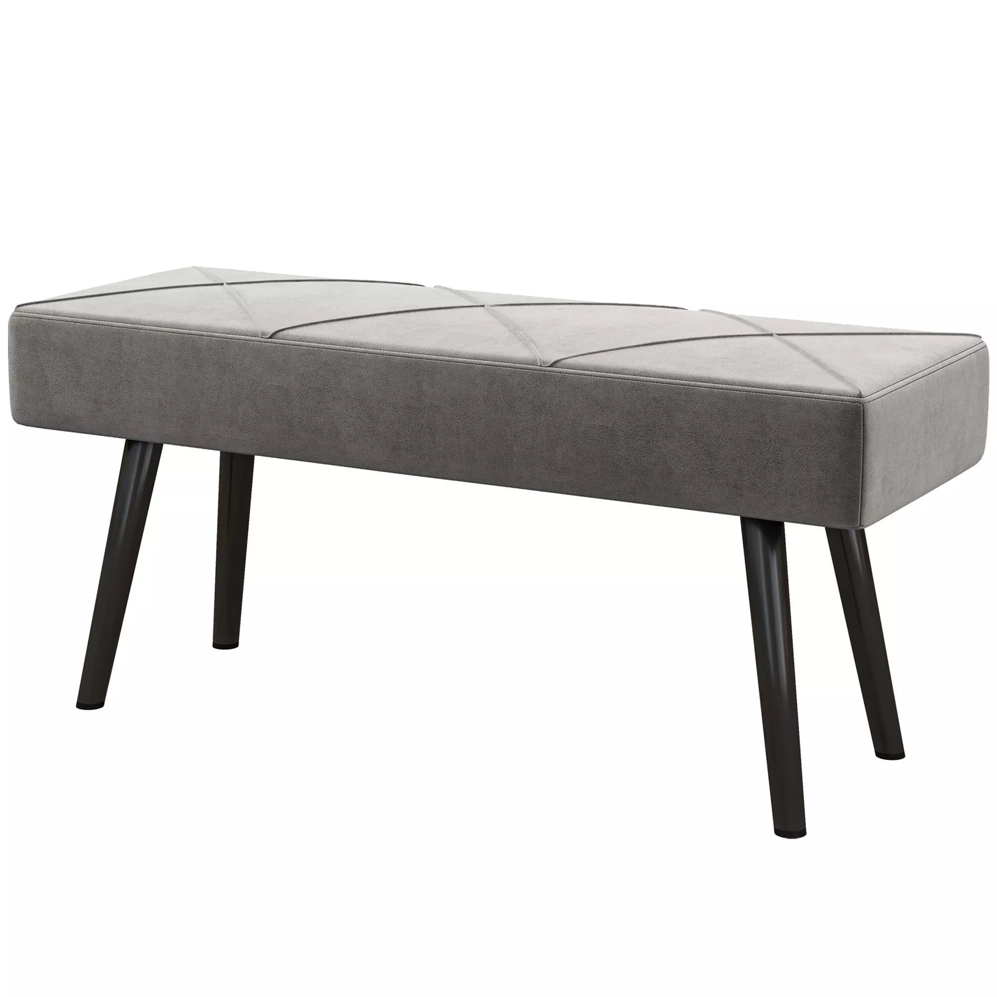 Sėdimoji sofa, minkšta sofa, lovos sofa, aksomo išvaizda, 100 x 36 x 45 cm, pilka