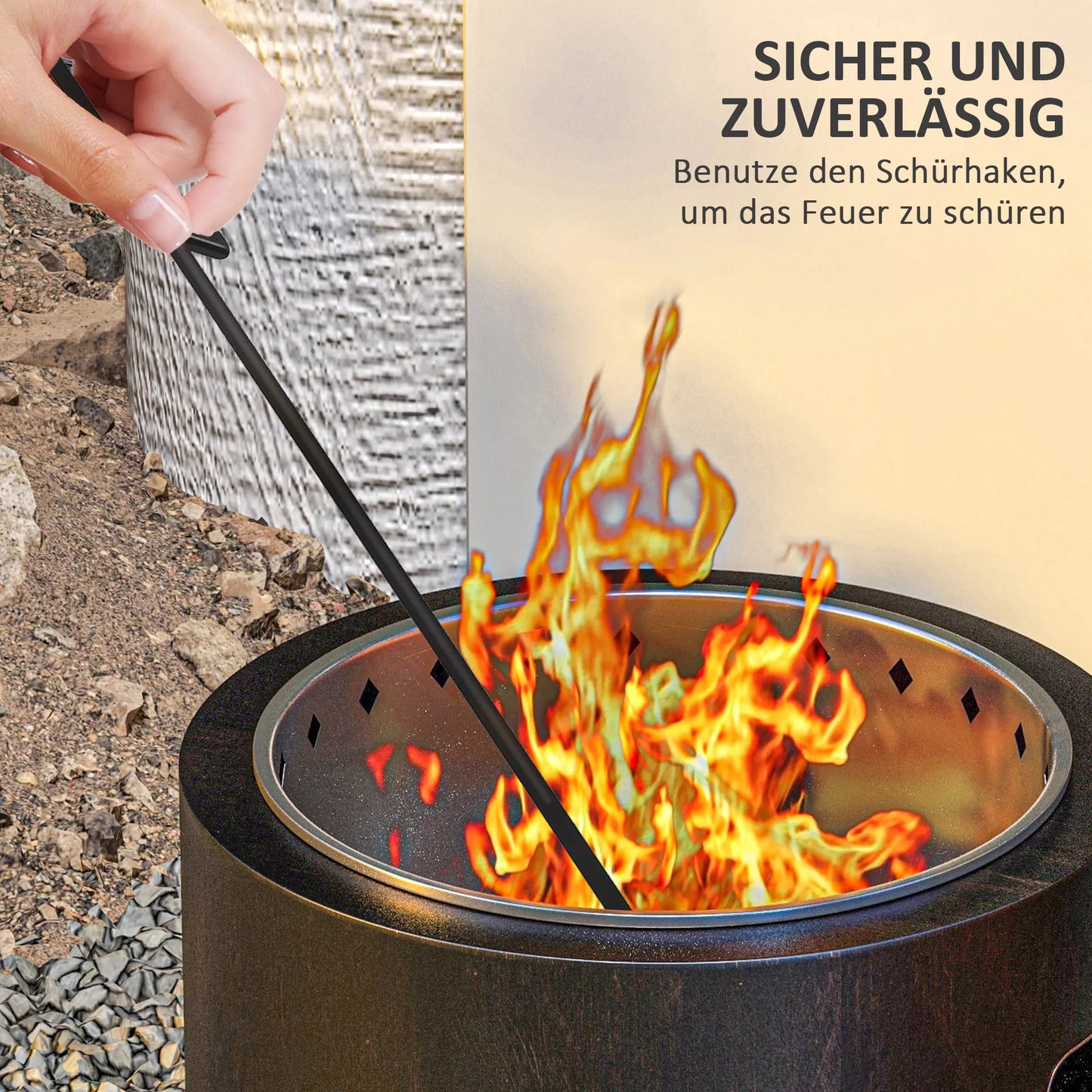 Lauko židinys / Ugnies statinė, atspari oro sąlygoms, 45 x 45 x 42 cm, Juoda + Bronza