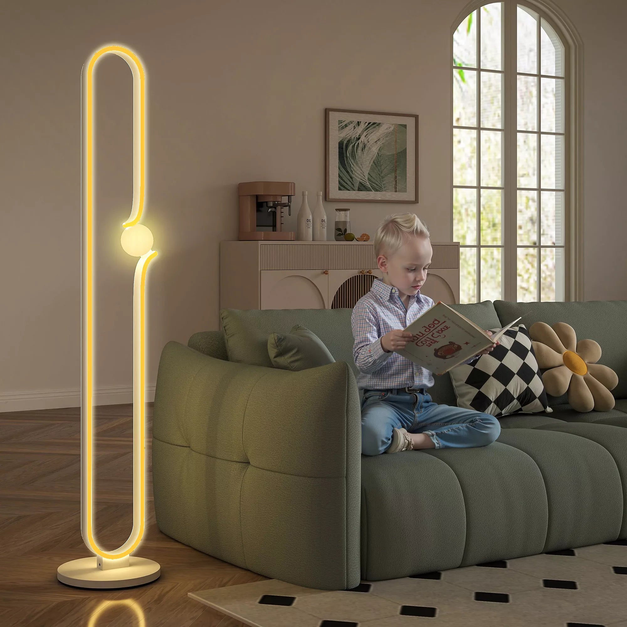 LED grindinis šviestuvas, muzikinių natų dizainas, stiklinis gaubtas, metalas, plastikas, baltas