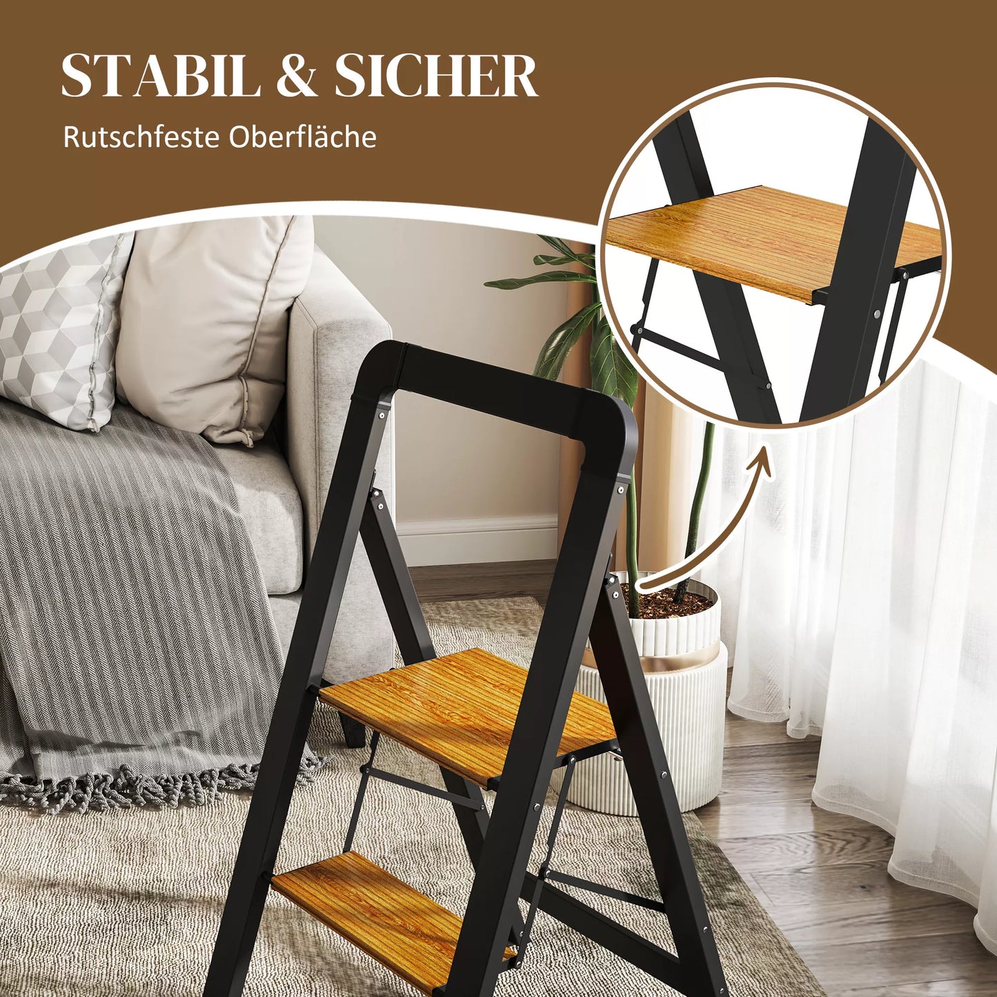 Dvipakopės kopetėlės, metalinės, sulankstomos, neslystanti platforma, juodos