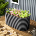 Gėlių vazonas, metalinis gėlių vazonas su apsauginiu kraštu ir rankovėmis, atviru dugnu, 160B x 80T x 80H cm, tamsiai pilkos spalvos