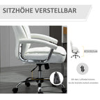 Biuro kėdė, ergonomiška rašomojo stalo kėdė, aukščio reguliavimo pasukama kėdė su svyravimo funkcija, rombų raštas, dirbtinė oda, paminkštinta vadovo kėdė, balta