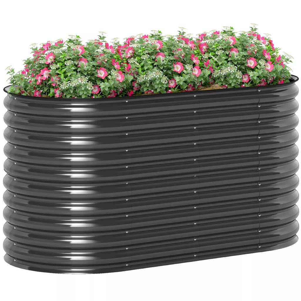 Gėlių vazonas, metalinis gėlių vazonas su apsauginiu kraštu ir rankovėmis, atviru dugnu, 160B x 80T x 80H cm, tamsiai pilkos spalvos