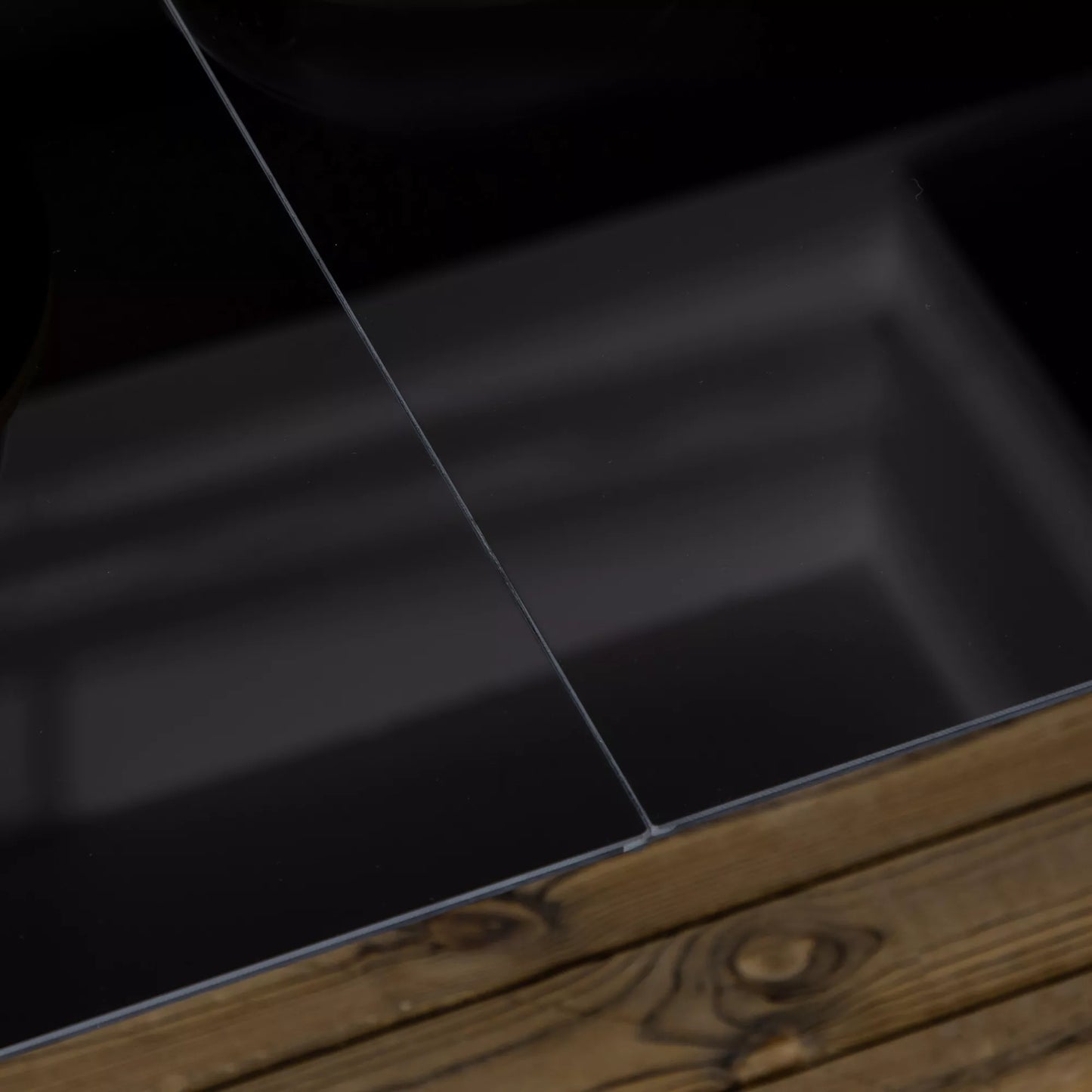 Lauko stalas 6 žmonėms, atsparus oro sąlygoms, grūdintas stiklas, terasos stalas, 150 cm x 90 cm x 74 cm, juodas