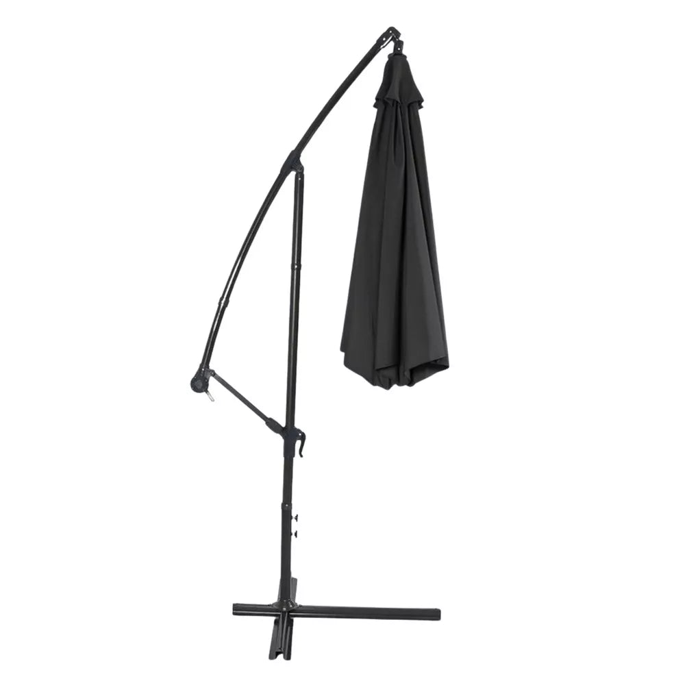 Kabančioji sodo skėtis, 280 cm, su stovu, juoda