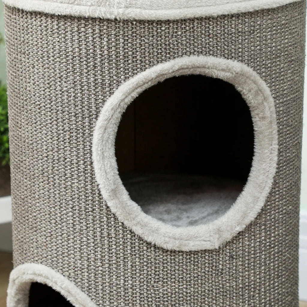 Kačių draskyklė, dviejų aukštų, 60 cm aukščio, šviesiai pilka