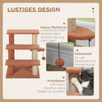 Kačių draskyklė-laipteliai su žaislu, iki 5 kg, ruda
