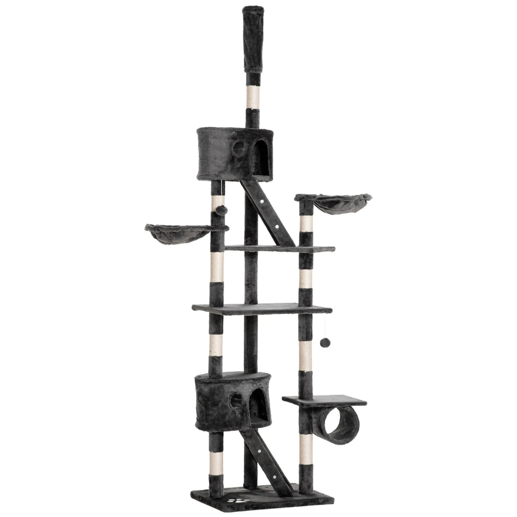 Kačių draskyklė nuo lubų iki grindų 240-260 cm, tamsiai pilka
