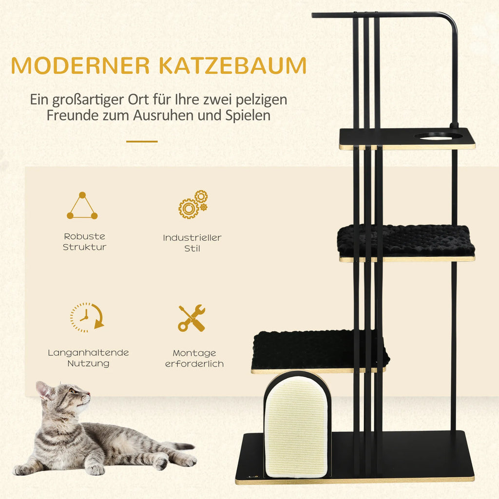 Kačių medelis, 170 cm aukščio, industrinio stiliaus, juodas