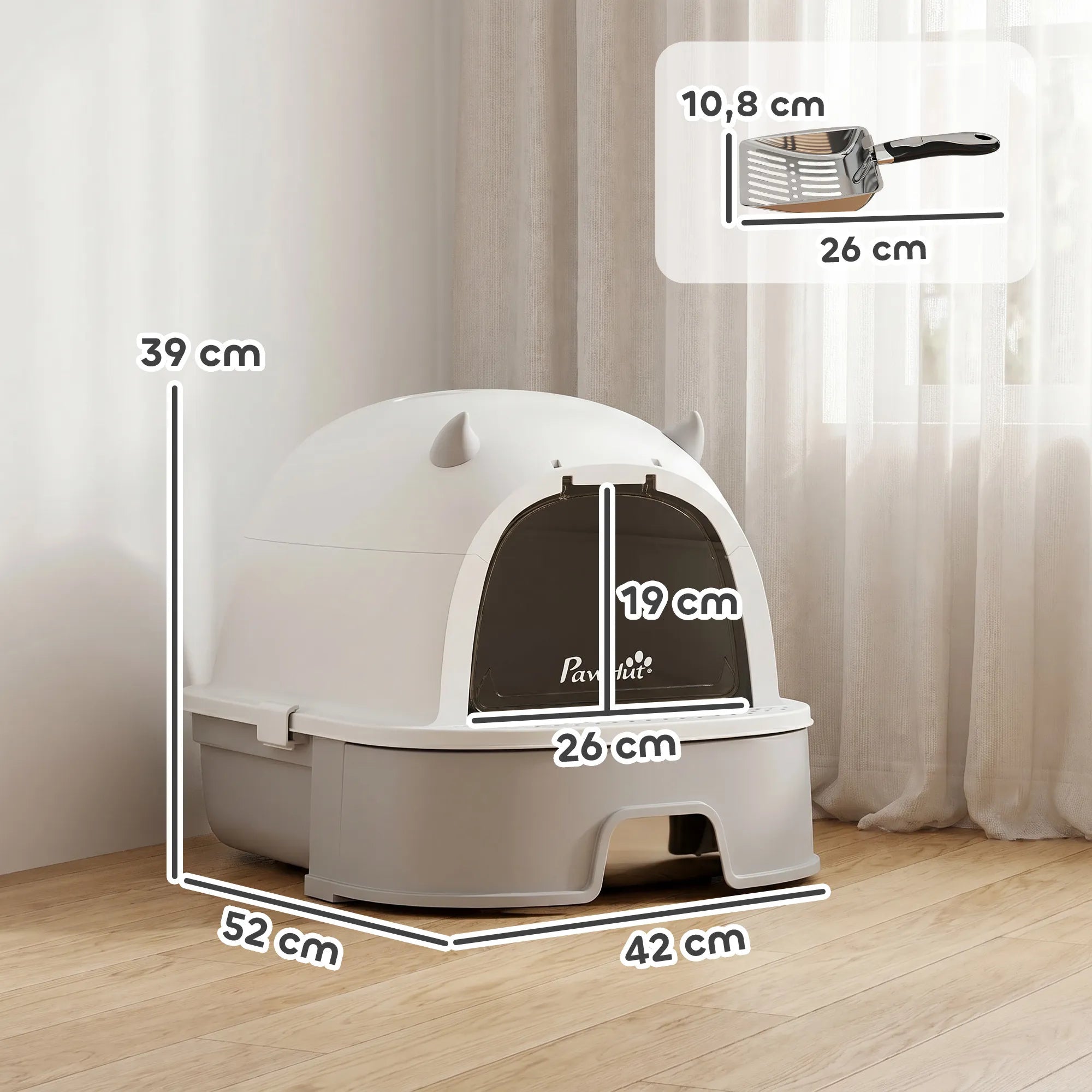 Kačių tualetas su ištraukiamu padėklu ir filtru, iki 5 kg, pilkas