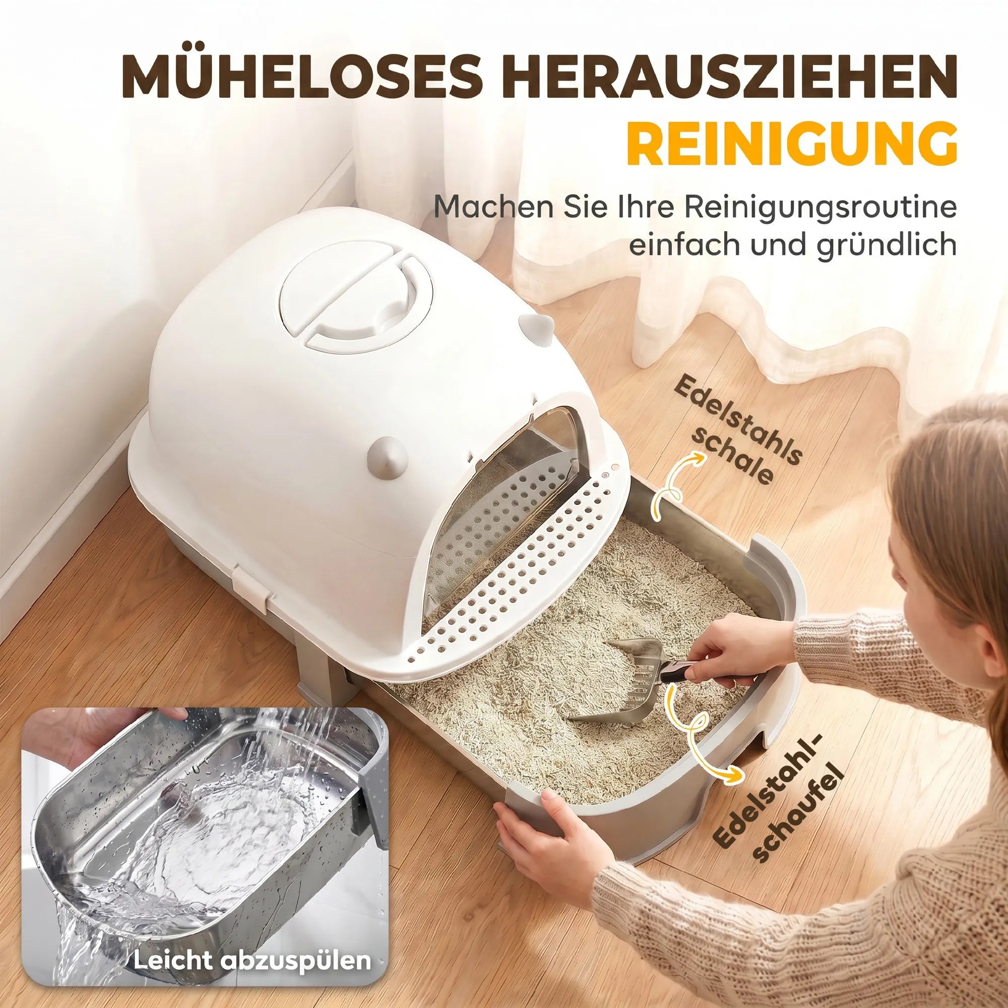 Kačių tualetas su ištraukiamu padėklu ir filtru, iki 5 kg, pilkas