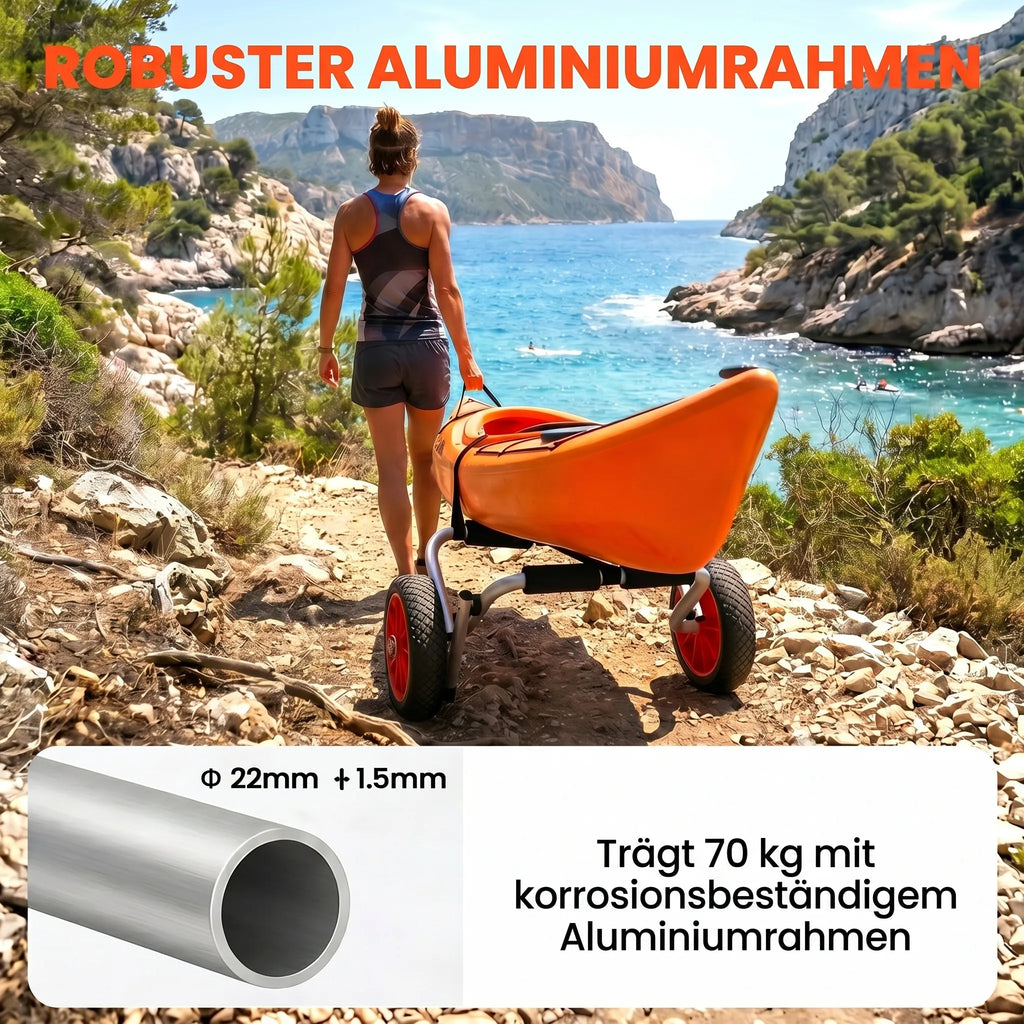 Kajako vežimėlis iki 70 kg, sulankstomas, aliuminis, su diržais