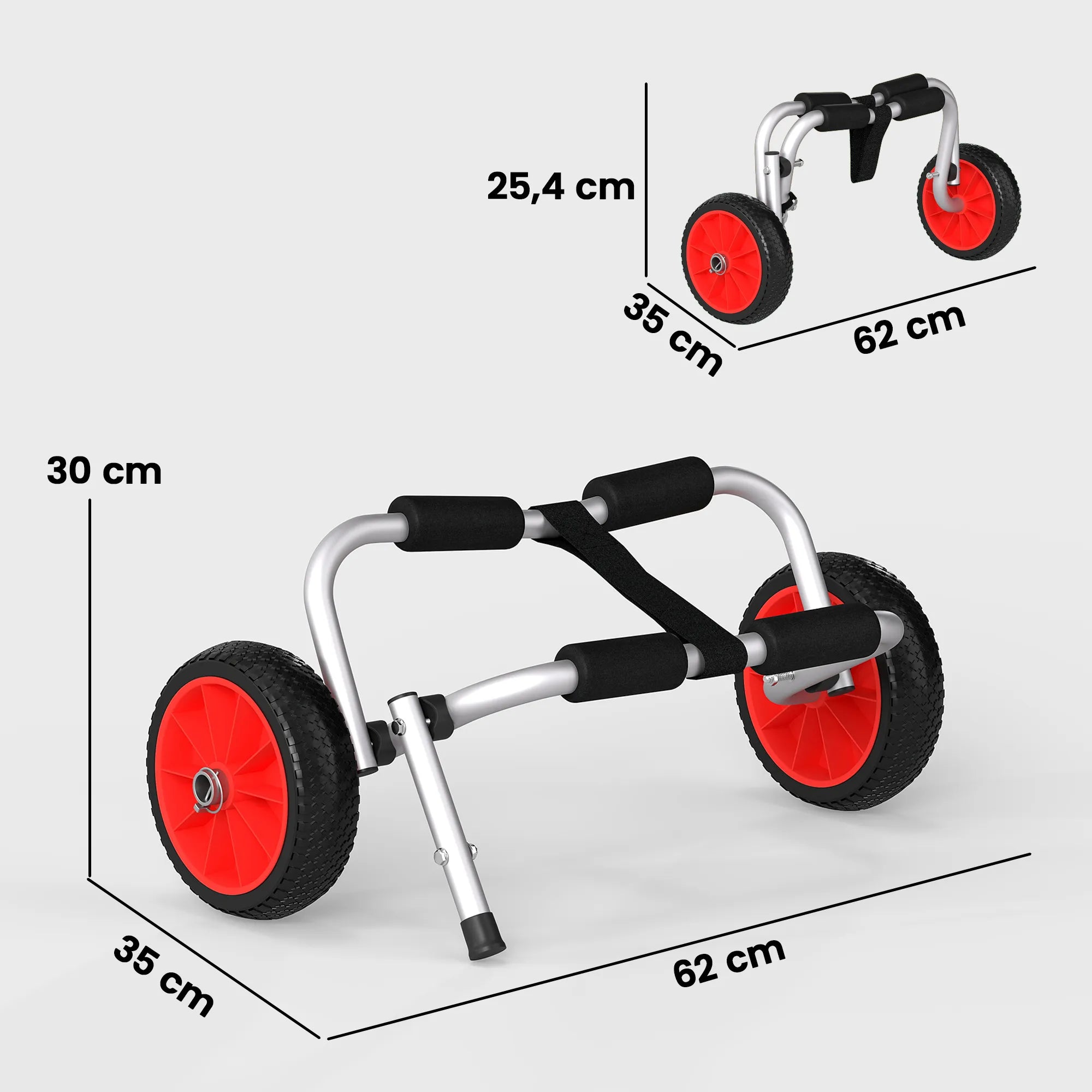Kajako vežimėlis iki 70 kg, sulankstomas, aliuminis, su diržais