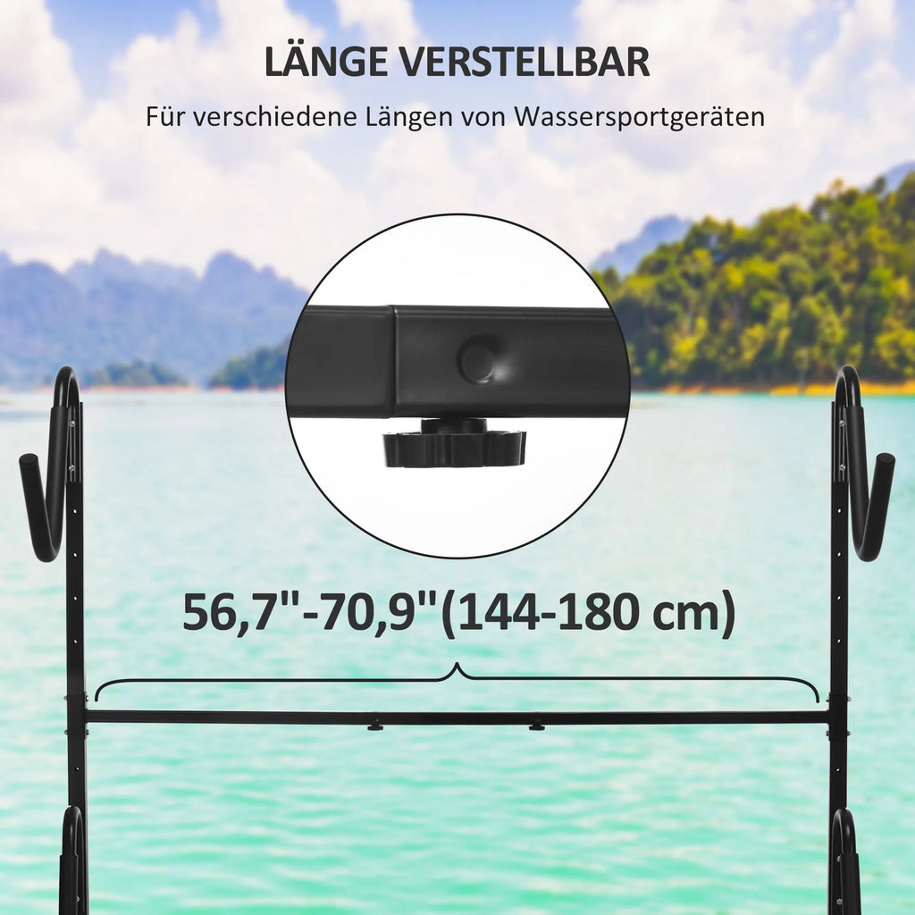 Kajakų baidarių stovas, iki 80 kg, reguliuojamo ilgio 144-180 cm, juodas