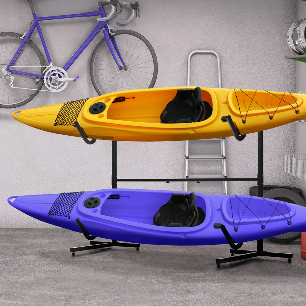 Kajakų baidarių stovas, iki 80 kg, reguliuojamo ilgio 144-180 cm, juodas