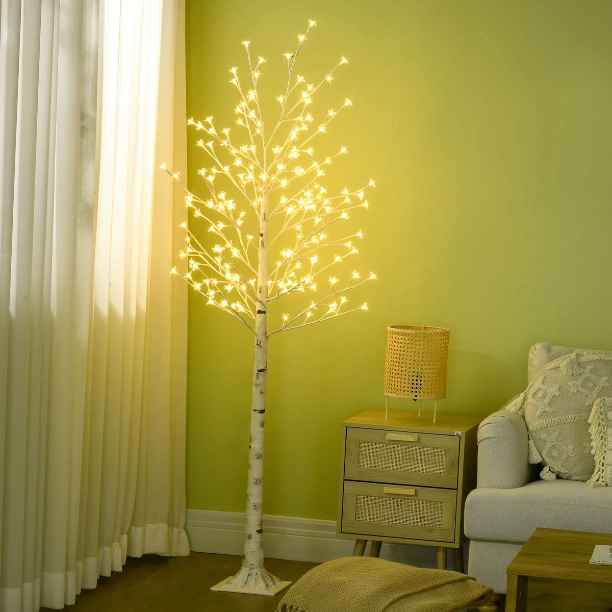 Kalėdinė dekoracija – dirbtinis beržas su 180 LED, 3 šviesumo lygiai, 180 cm