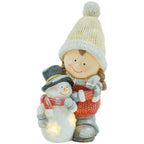Kalėdinė dekoracija – nykštukas su sniego seniu, 4 LED, 25 × 18 × 45,5 cm