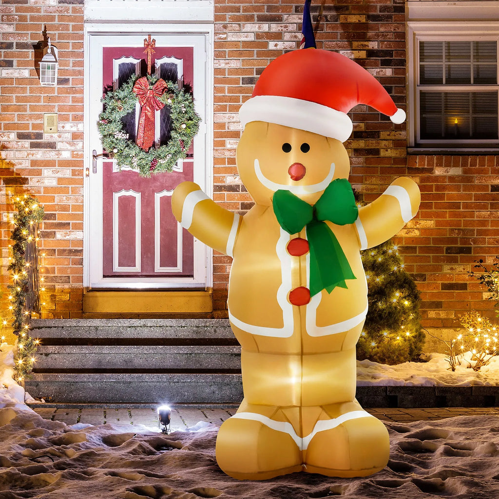 Kalėdinė dekoracija – pripučiamas imbierinis žmogeliukas, 183 cm, su 3 LED
