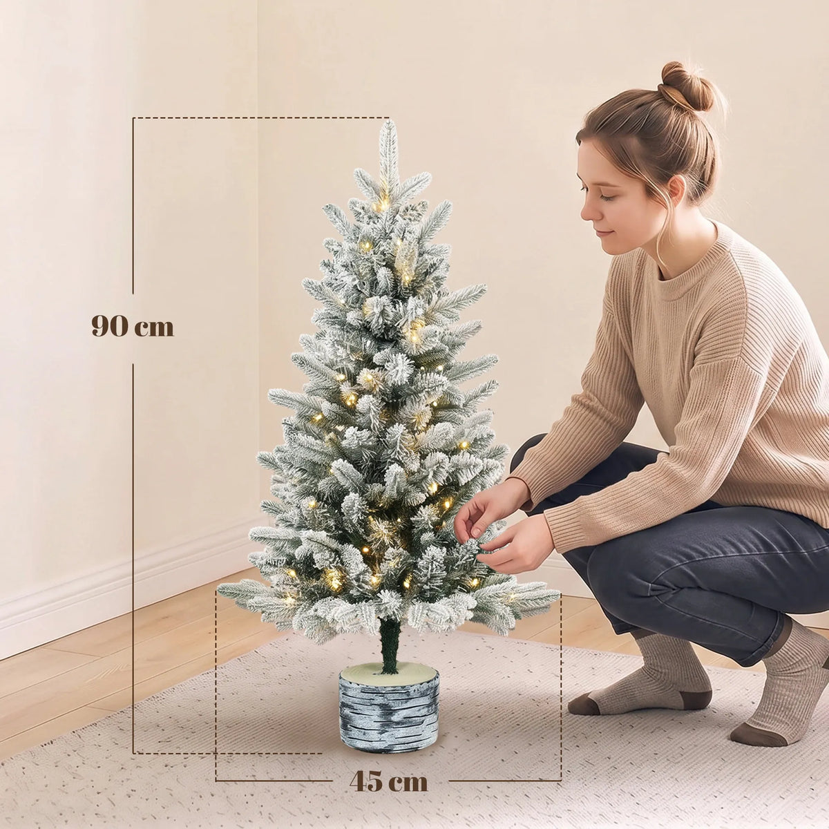 Kalėdinė eglutė, 90 cm, 50 LED, 240 šakelių viršūnėlių, su sniegu
