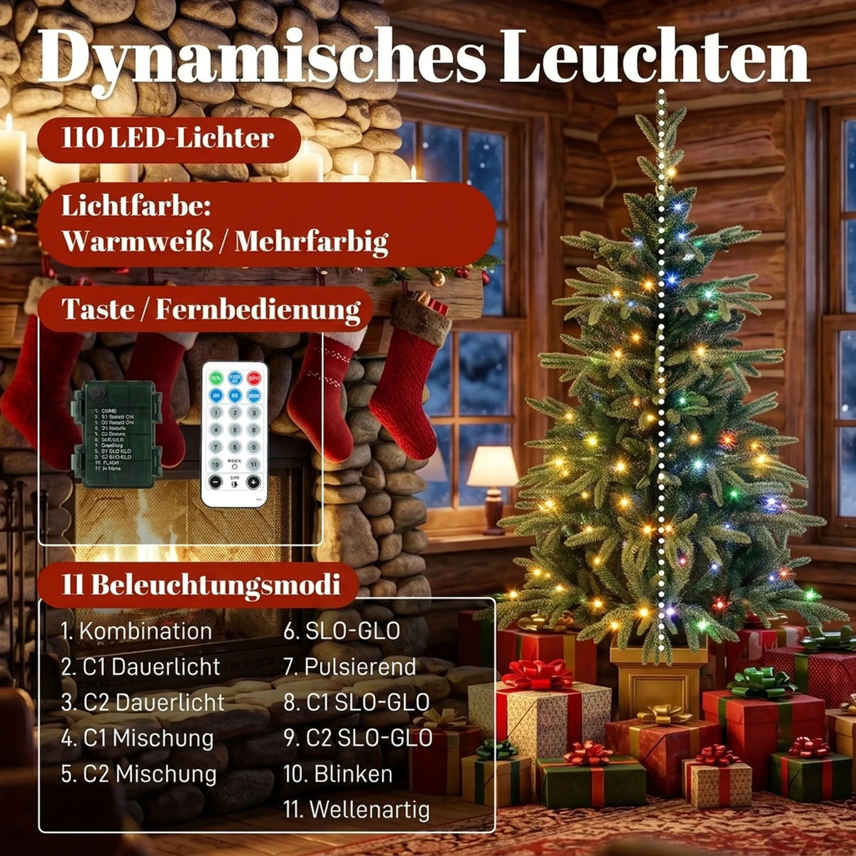 Kalėdinė eglutė, dirbtinė, 120 cm, 110 LED lempučių, 147 šakelių viršūnėlės