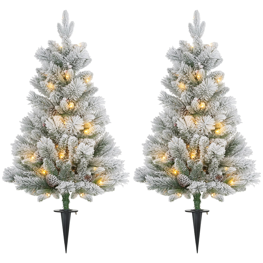 Kalėdinė eglutė su LED apšvietimu, 2 vnt., 107 cm, žalia/balta