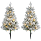 Kalėdinė eglutė su LED apšvietimu, 2 vnt., 107 cm, žalia/balta